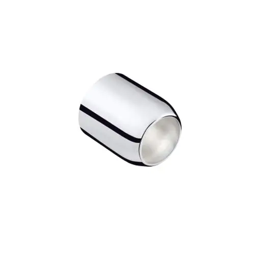 Kreissäge aus glänzendem Material, die von Hansgrohe hergestellt wird. Der Körper hat eine glatte Oberfläche und eine leicht konische Form.